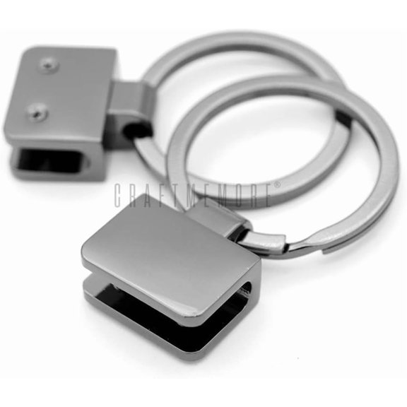 CRAFTME STUDIO 3/4 Inch Key Fob Hardware with Split Key Rings Findings for DIY Leather Craft, 2 Pack (Gunmetal)