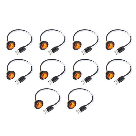 3/4 Inch LED Side Marker Clearance Light with DC Terminal 12V High Visibility Waterproof Outline Lamp Pack of 10 for Trailer Truck RV Car Cargo Camper Pickup Yacht Amber / 1.91 cm 12 Volt 3 LED