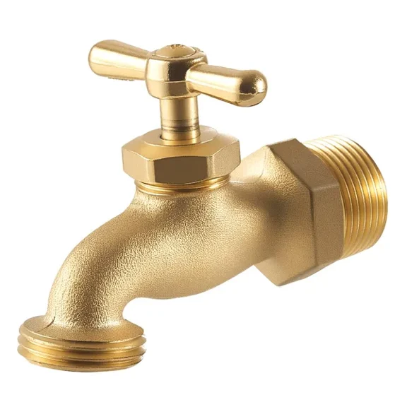 3/4 Inch MIP x 3/4 Inch MHT Brass Outdoor Water Faucet Hose Bibb Spigot