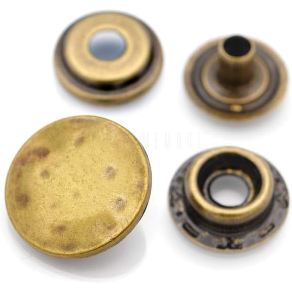 3/4 Inch Moon Snap Fastener Closure Buttons Round Popper Snaps Decorative Studs Pack of 10 (Antique Brass)