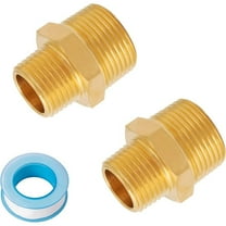 3/4 Inch NPT x 1/2 Inch Male Hex Nipple Reducer, 3/4'' to 1/2'' Male Brass Pipe Fitting Adapters, Brass Hex Nipple Reducing Connectors with Sealing Tape (2 Pack),Hand Tools Kits,Springtok