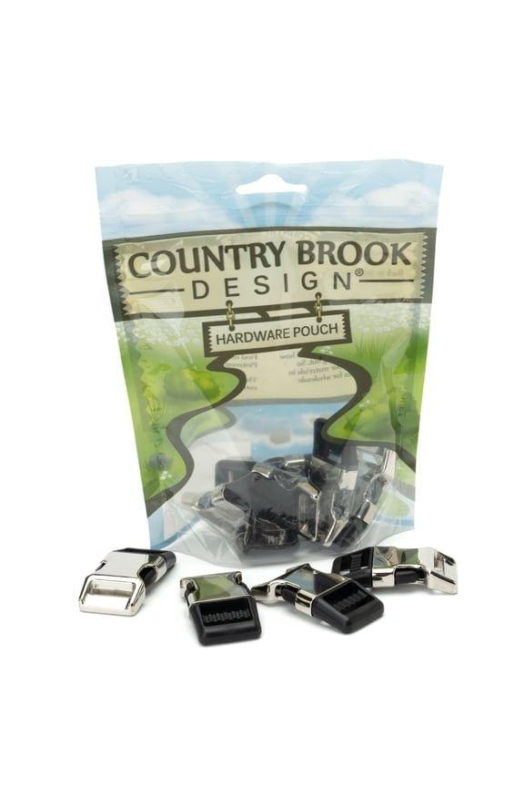 ® 3/4 Inch Nickel Plated Metal / Black Plastic Hybrid Side Release Buckle, 10 Pack