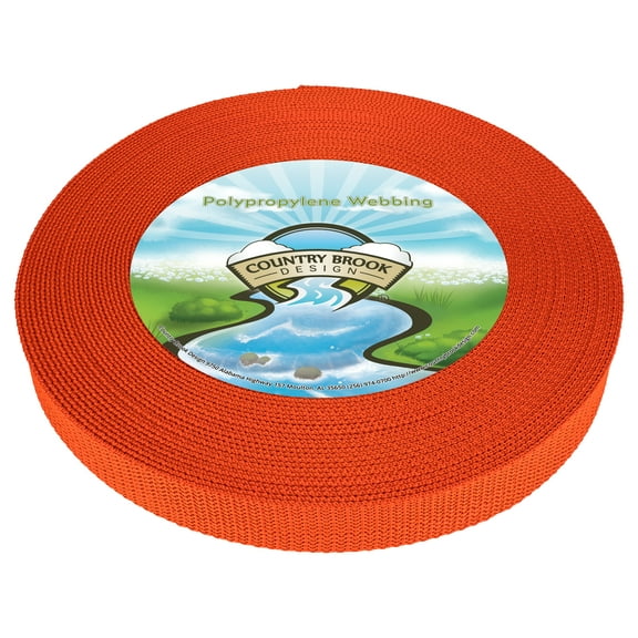 Country Brook Design® 3/4 Inch Orange Heavy Polypro Webbing, 25 Yards