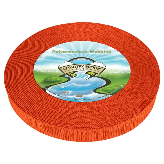 Country Brook Design® 3/4 Inch Orange Heavy Polypro Webbing, 25 Yards