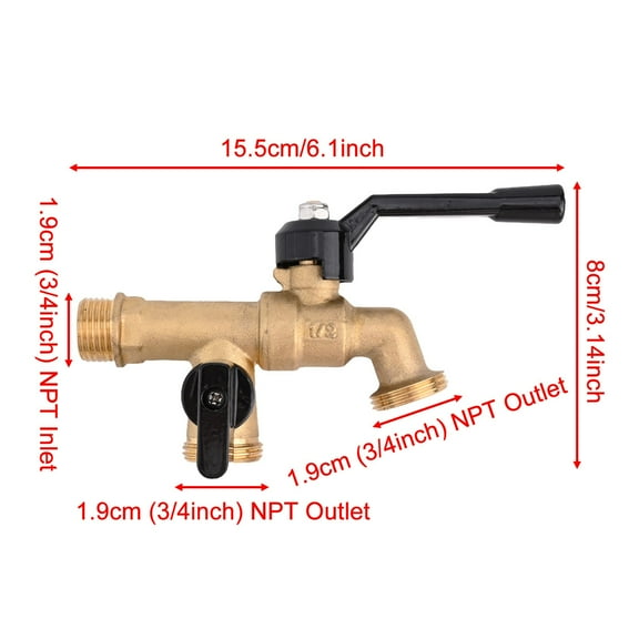 3/4 Inch Outdoor Frost-Resistant Double Taps Water Faucet kit Smile Home