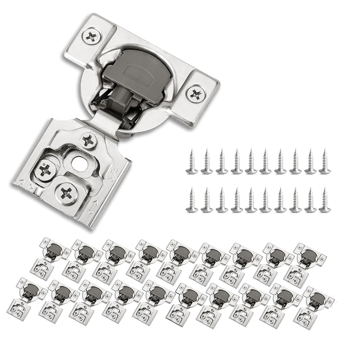 3/4 Inch Overlay Soft Close Hinges, 20 Pack Slow Soft Close