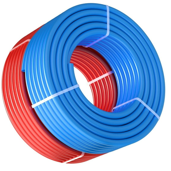 3/4 Inch PEX-A Tubing, 100 Feet Blue & Red PEX Pipe for Hot and Cold Water Lines, Plumbing Supplies with Free Pipe Cutter