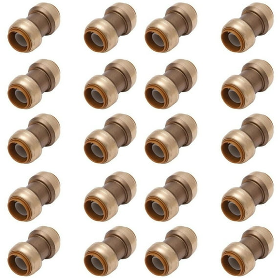 3/4 Inch (0.75) Push To Connect Fitting Straight Coupling Connector for PEX, Copper, CPVC Pipe, Brass Plumbing Fitting with Stiffener, No Lead