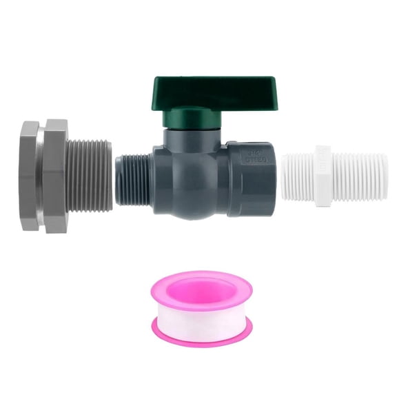 3/4 Inch Rain Barrel Spigot Kit, Easy Install Rain Barrel Spigot Kit, Garden Hose Shut Off Valve with Bulkhead Fitting, PVC Barrel Diverter Kit for Garden Barrels Water Tanks Aquariums - Type B