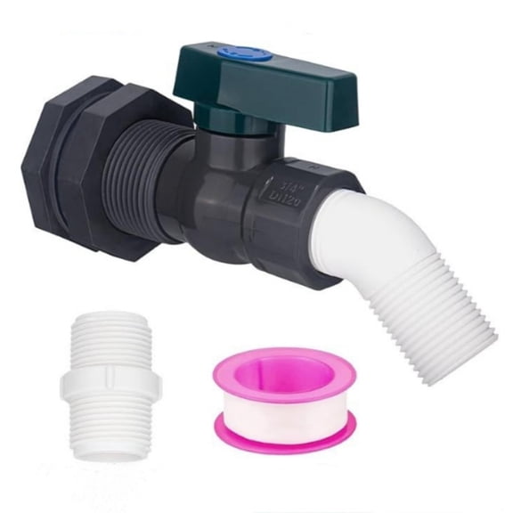 3/4 Inch Rain Tank Spigot Kit With High Flow Valve, PVC Bulkhead Fitting For Plastic Bucket, Leak-Proof Water Tank Faucet With Silicone Gasket For Garden Irrigation And Rainwater Collection