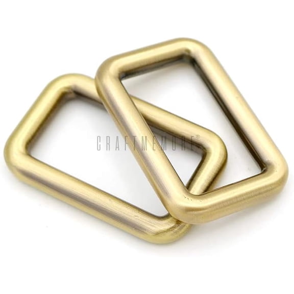 CRAFTME STUDIO 3/4" Rectangle Rings Metal Buckles for Bag & Belt Straps, Round Rectangular Loops, Quality Finish, 6 pcs, Brushed Brass - SCLP
