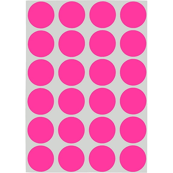 3/4 Inch Round Removable Color-Code Dot Stickers, 1008 Pack, 24 Labels per Sheet, Fluorescent Pink