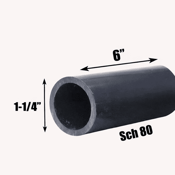 1-1/4 Inch Schedule 80 PVC Pipe - Cut to Custom Length (6")