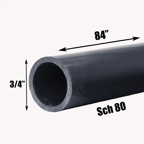 3/4 Inch Schedule 80 PVC Pipe - Cut to Custom Length (84")