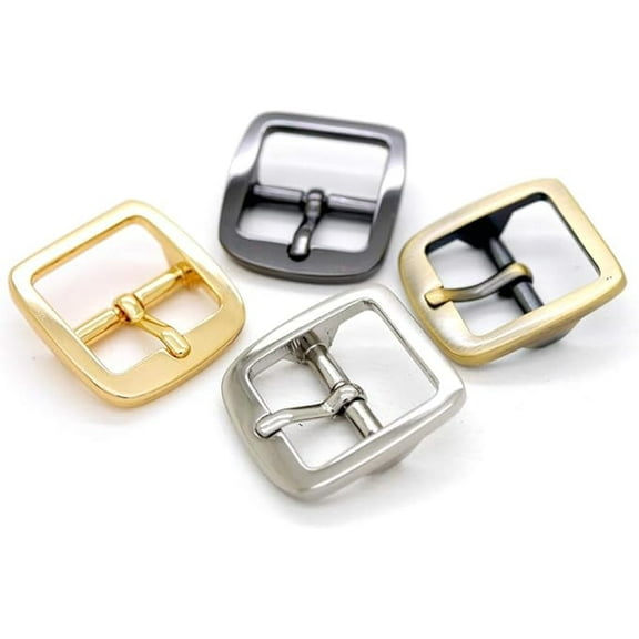 3/4 Inch Single Prong Belt Buckle Square Center Bar Buckles Craft Accessories SC04 - Pick Color (4 Pack, Silver)