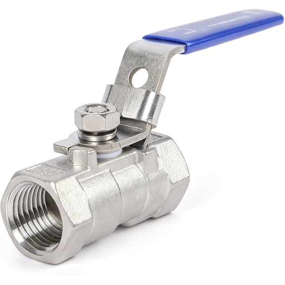 3/4 Inch Stainless Steel Ball Valve Full Port 1-Piece Heavy Duty Valve with Blue Locking Handle, 1000 WOG
