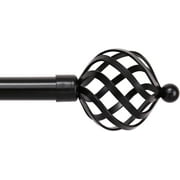 3/4 Inch Standard Decorative Curtain Rod, 28-48" Adjustable Length with Round Twisted Cage Finials