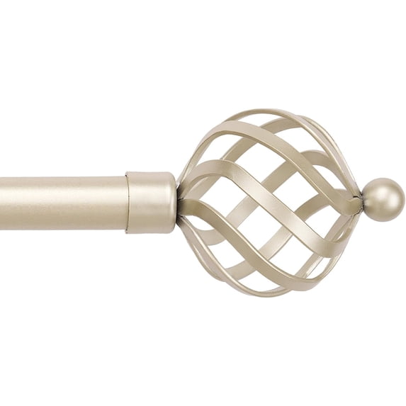 3/4 Inch Standard Decorative Curtain Rod, 48-84" Adjustable Length with Round Twisted Cage Finials