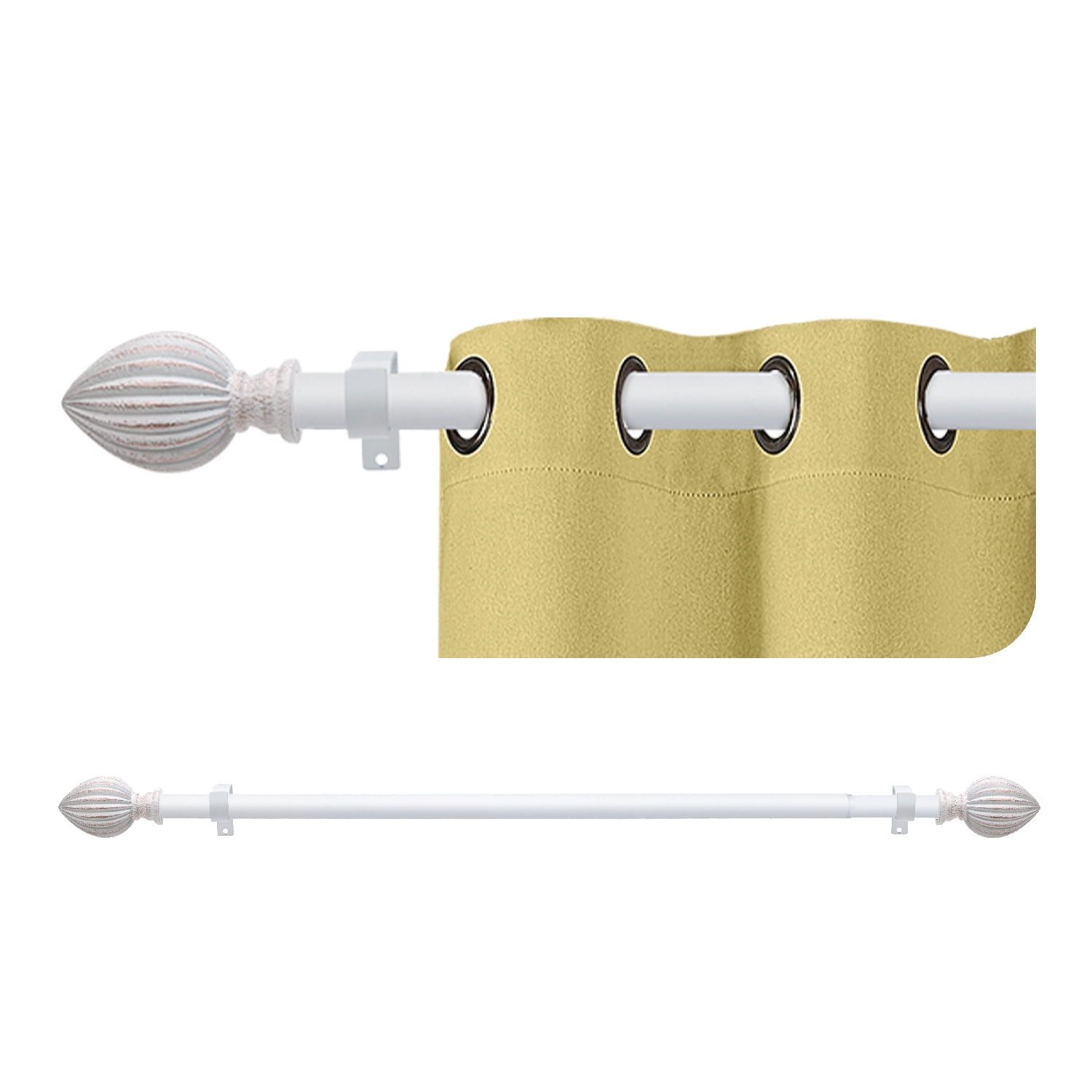 3/4 Inch Standard Decorative Window Curtain Rod, 48-84" Adjustable Length for Windows