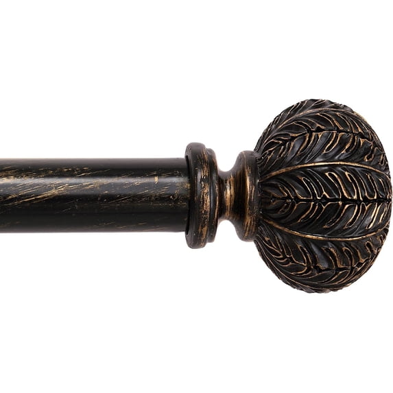 1 Inch Standard Decorative Window Curtain Rod, 66-120" Adjustable Length, Black Round Finish