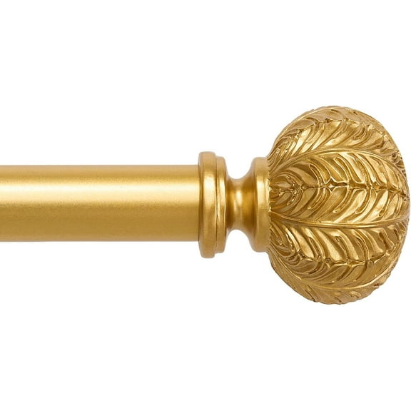 WL.Rocaille 3/4" Gold Round Adjustable Standard Curtain Rod,66"-120"