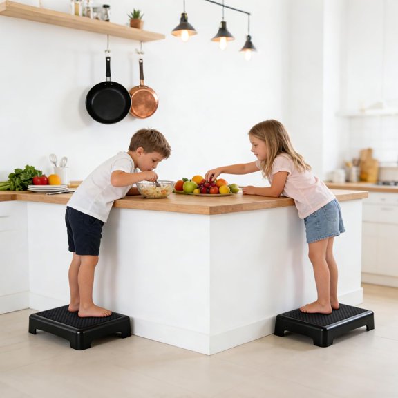 3.4 Inch Step Stool for Seniors - 440 LBS Capacity Safety Platform with Non-Slip Mat