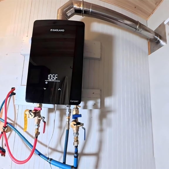 3/4 Inch Tankless Water  Service Valve Kit, with Pressure Relief Valve, Hot Cold Water Supply Isolator Valves in Clean Brass Construction