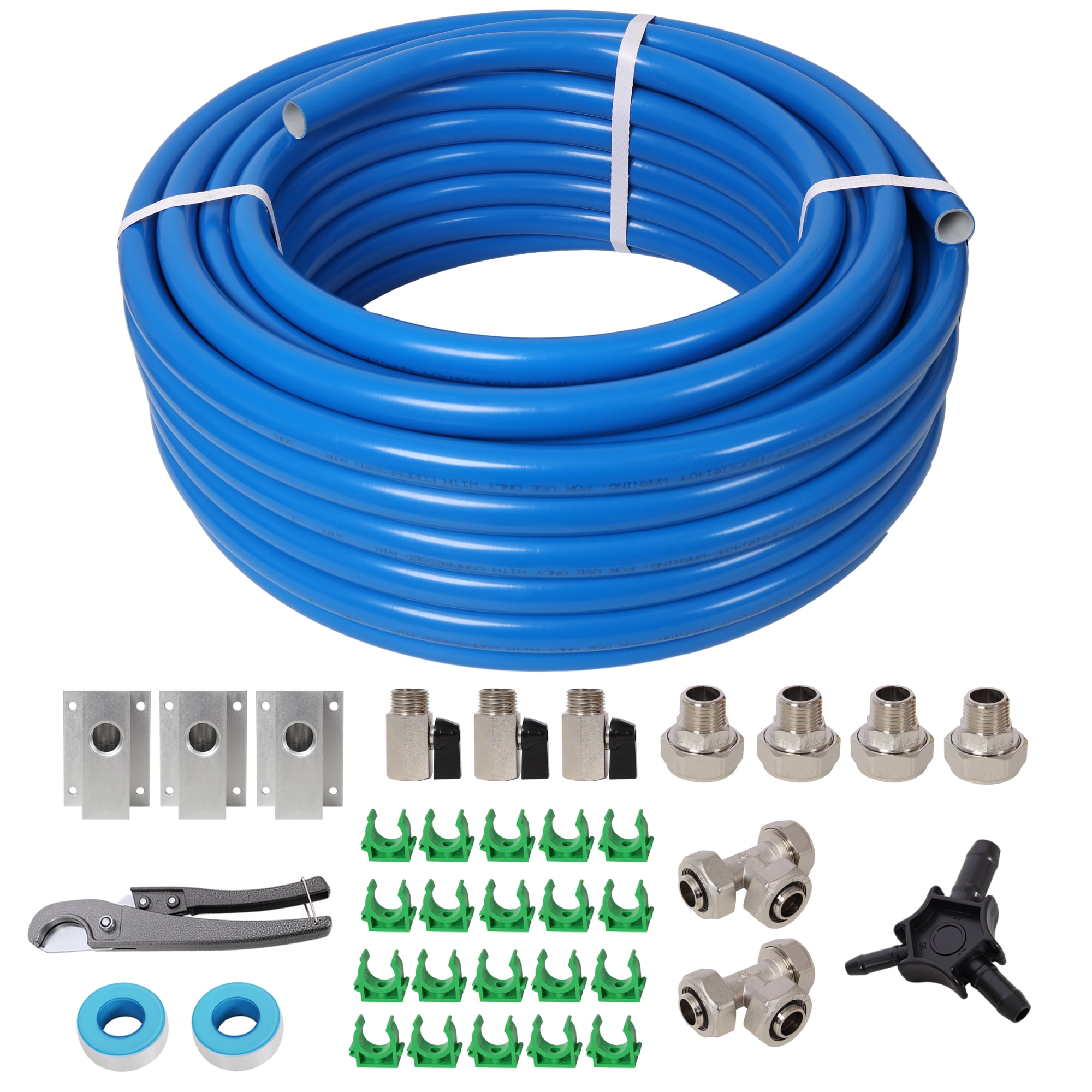 3/4 Inch Tubing Industrial Compressed Air Piping System, 100 Feet Length