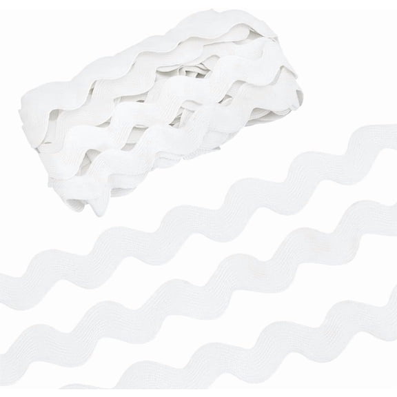 3/4 Inch X 10 Yards White RIC Rac Jumbo Trim Wave Bending Ribbon for Sewing Clothes Making Decorative RIC Rac for Basket Liner Pillow Cover Table Runner Curtain Home Dector