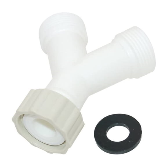 3/4 Inch Y Shape Splitter Connector 3 Ways Connector White Plastic Duct Hose Connector for Washing Machine Dish Washer