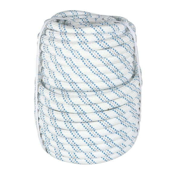 3/4 Inch x 150 Feet Double Braid Polyester Rope, Arborist Bull Rope Tree Rigging Line Utility Rope for Tying Goods, Clothesline, Rigging, Swing(White/Gray/Blue)