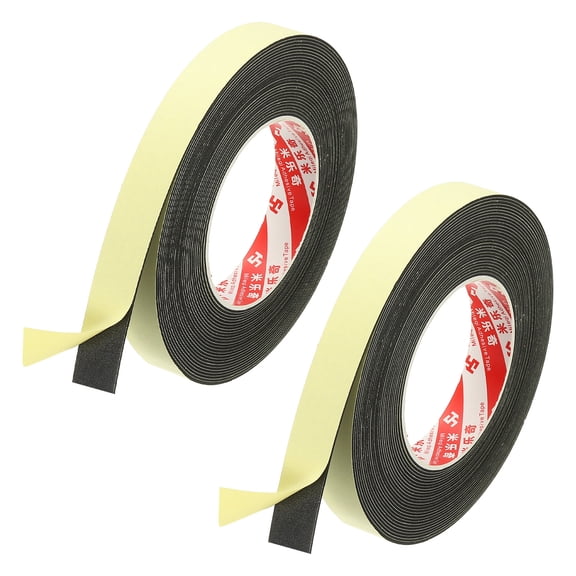 3/4 Inch x 33 Ft Weather Stripping Door Seal Strip, 2 Roll 1mm Thick EVA Self Adhesive Foam Seal Tape for Door Window Insulation, Black