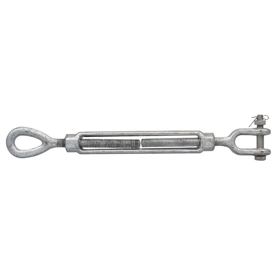 3/4 Inch x 6 Inch Jaw and Eye Galvanized Turnbuckle, Working Load Limit 5,200 Pounds, Uses: Tower, Suspension, Mining, Rigging, Tensioning