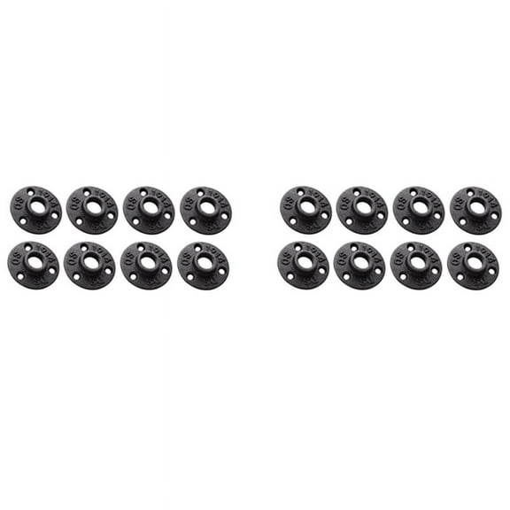 3/4 Inches Malleable Cast Iron Pipe Flange, 3/4 Inches Black Pipe Threaded Pipe Nipples, 16 Pcs