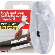 3/4 Inches Wide Hook and Loop Self Adhesive Tape Roll, Heavy Duty Strips, 16 Inches Long Sticky Back Fastener Self-Adhering Performance Flexible Breathable Wrap Tape (White)