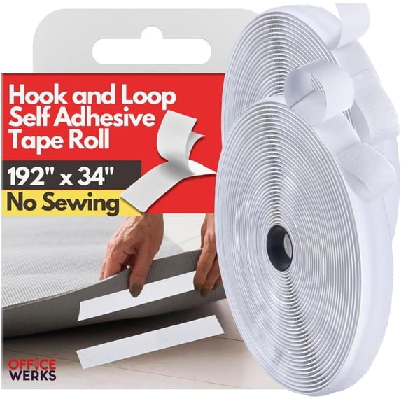 3/4 Inches Wide Hook and Loop Self Adhesive Tape Roll, Heavy Duty Strips, 16 Inches Long Sticky Back Fastener Self-Adhering Performance Flexible Breathable Wrap Tape (White)