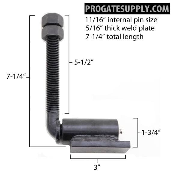 3/4" J-Bolt Gate Hinge | Heavy Duty 7" Adjustable Barrel | 1 Pair (2 QTY)