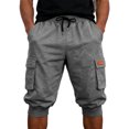 thumbnail image 1 of 3/4 Joggers for Men Multi Pockets Summer Drawstring Elastic Waist Outdoor 3/4 Cargo Sweatpant for Workout, 1 of 9