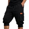 thumbnail image 1 of 3/4 Joggers for Men Multi Pockets Summer Drawstring Elastic Waist Outdoor 3/4 Cargo Sweatpant for Workout, 1 of 9