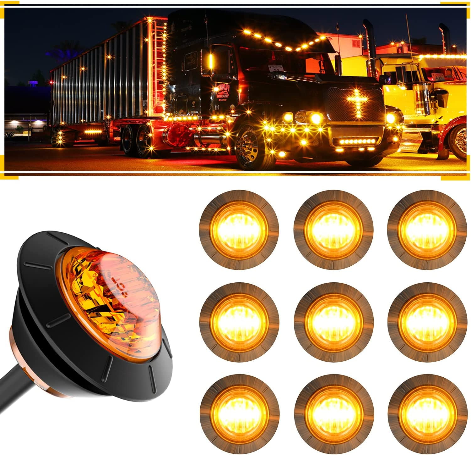10 New 3/4 White LED Marker Clearance Lights For Trailer Truck RV -24022 - Foto 7