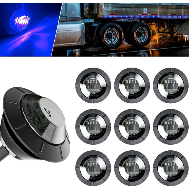 3/4'' LED Trailer Marker Clearance Lights Blue Round 12V LED Side