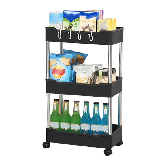 3/4 Layer Bathroom Storage Cart Kitchen Organizers Rolling Mobile Shelves Space Saving Design Narrow Shelving