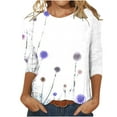 thumbnail image 1 of 3/4 Length Sleeve Blouses for Women 2023 Casual Summer Tshirts Crewneck Floral Printed Cute Tops Loose Fit Pullover, 1 of 4