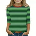 thumbnail image 1 of 3/4 Length Sleeve Crewneck Tops Cute Clothes Kids Tshirts Girls Girls Casual Tunic Tops Girls Shirts Girls Casual 3/4 Sleeve Shirts Green, 1 of 5