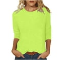 thumbnail image 1 of 3/4 Length Sleeve Shirts for Women 2023 Casual Summer Blouses Crewneck Solid Color Cute Tops Dressy Loose Fit Fall Pullover, 1 of 6