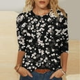 thumbnail image 1 of 3/4 Length Sleeve Shirts for Women New Summer Clothing Top Fashion Floral Print T-Shirts Women's Blouses Pullover Tops, 1 of 5