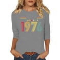 thumbnail image 1 of 3/4 Length Sleeve Tees For Women 1976 Graphic Print Crew Neck Pullover Tops Casual Trendy Vintage T Shirts (XXL, Gray), 1 of 4