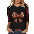 thumbnail image 1 of 3/4 Length Sleeve Tops for Women Bow Baseball Shirt Crew Neck Loose Fit T-Shirt Softball Graphic Tees Game Day Gifts Business Casual Outfits Going Out Tops 2026 Summer Shirt, 1 of 6