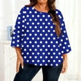 thumbnail image 1 of 3/4 Length Sleeve Tops for Women Plus Size Crewneck Short Sleeve T Shirts Summer Casual Polka Dots Printed Oversized Round Neck Loose Comfy Tee Shirts, 1 of 6