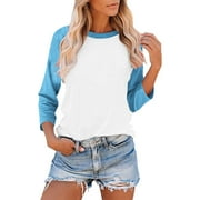 3/4 Length Sleeve Womens Baseball Jersey Tops Green and White Raglan Tshirt Three Quarter Sleeve Casual Style Tees, 2025 Clearance